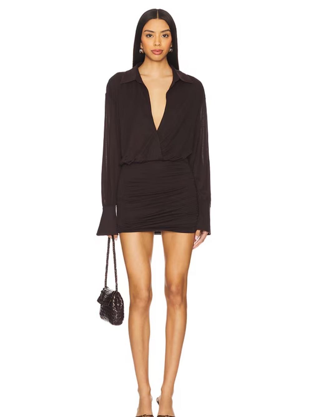 SEROYA Myla Mini Dress in Ash Brown